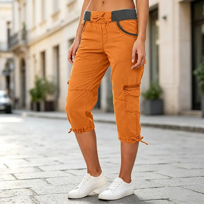 Astrelia - Utility Cargo Capri Pants - White