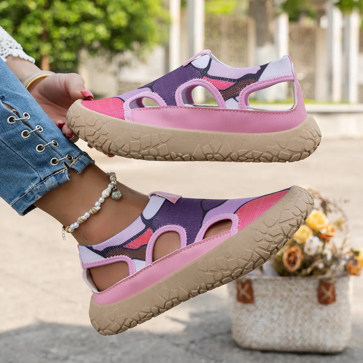 Maelina - Cushioned Comfort Walking Sneakers - Pink
