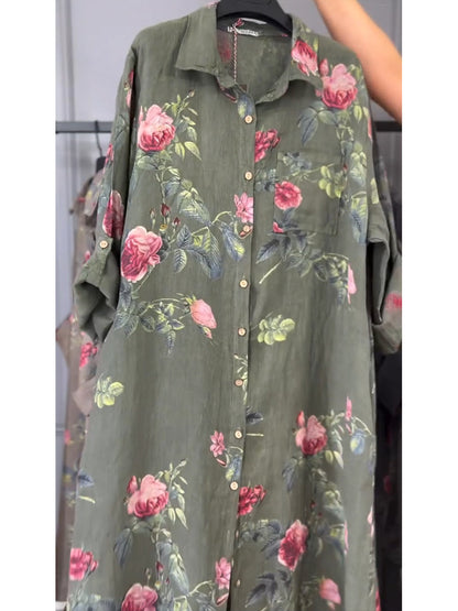 Jovie - Premium Linen Shirt Dress - Camel