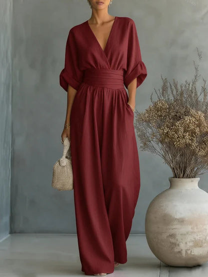Ainslee - Soft-Touch Wide-Leg Jumpsuit - Blue