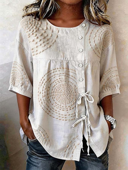 Kalliope - Button Front Casual Blouse