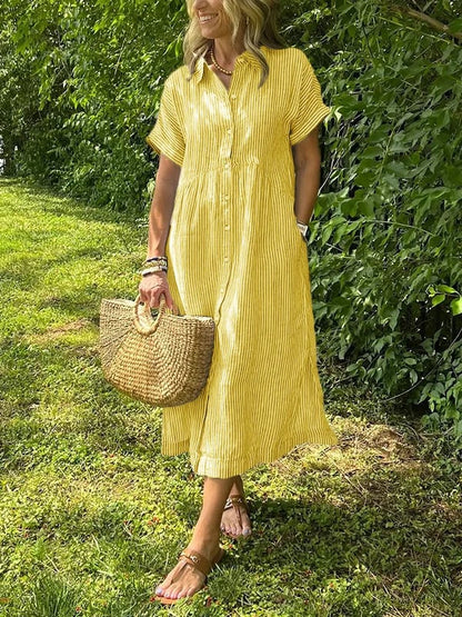 Lumae - Soft-Touch Maxi Shirt Dress - Blue
