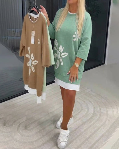 Helia - Soft-Touch Sweatshirt Dress - Green