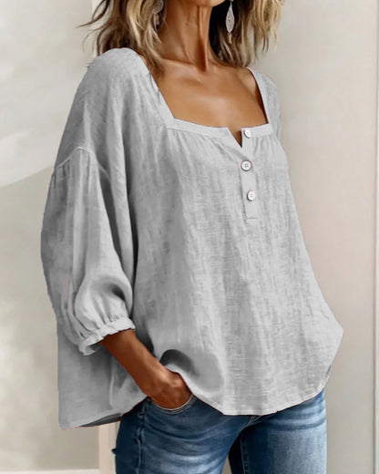 Zoya - Breezy Linen Blouse - Blue