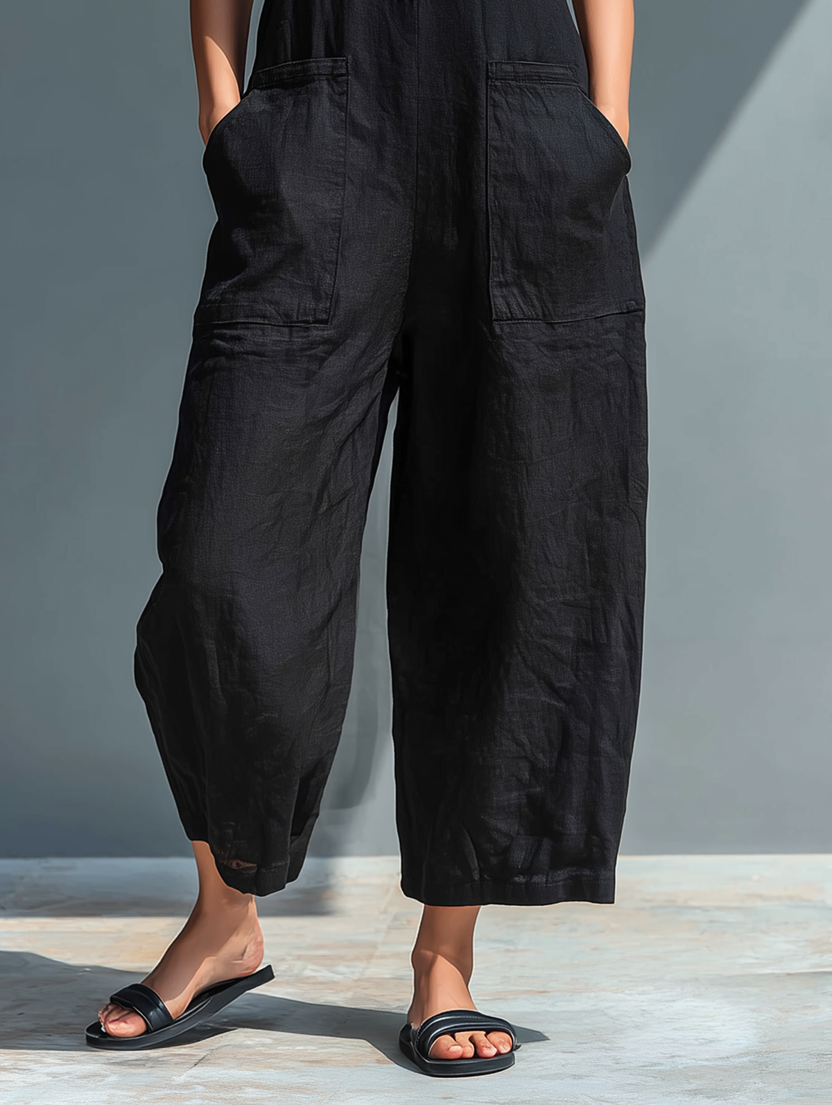 Vania - Breezy Linen Jumpsuit - Black
