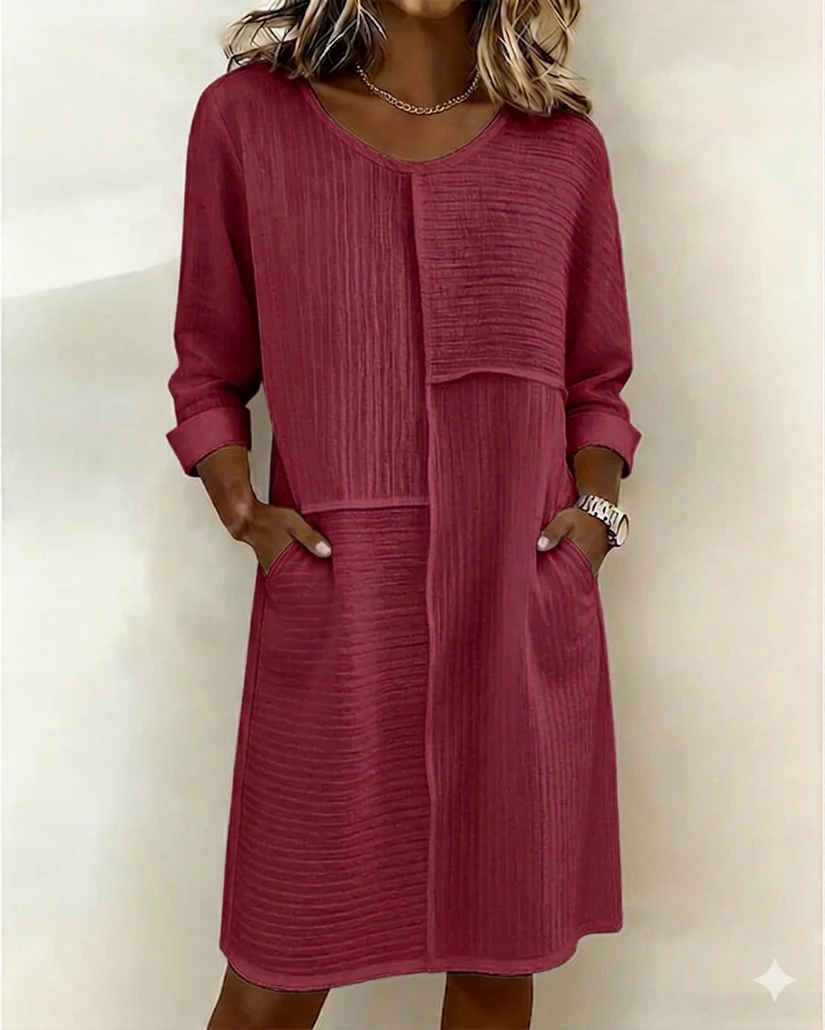 Taryn - Soft-Touch Long Sleeve Shift Dress - White