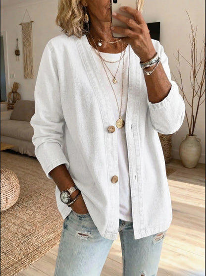 Dariah - Denim Button Coat - Light Blue