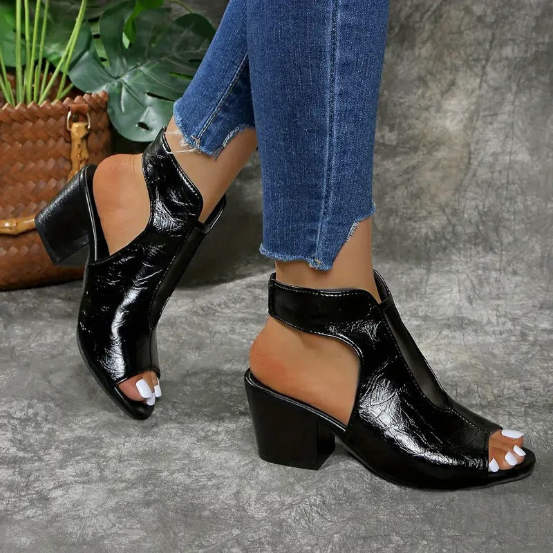 Rumi - Supportive Open-Toe Mules - Black