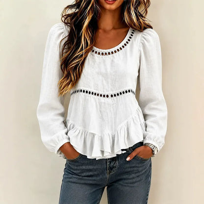 Genevelle - Soft-Touch Ruffled Blouse - Green