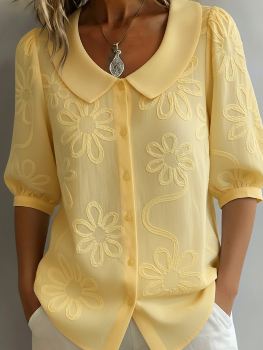 Perina - Soft-Touch Floral Blouse - Yellow