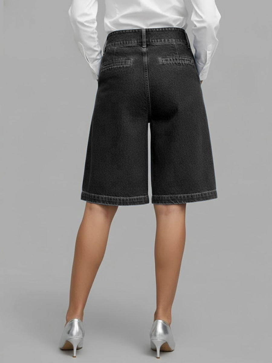 Berenice - Denim Wrap Skort - Navy Blue