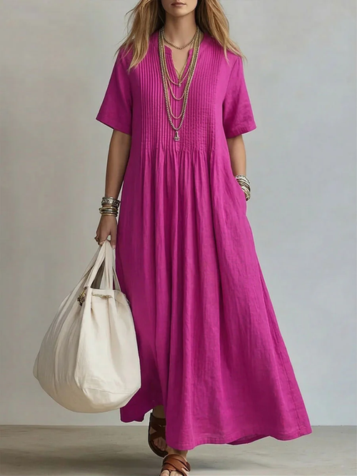 Wren - Lightweight Pleated Dress - Pink