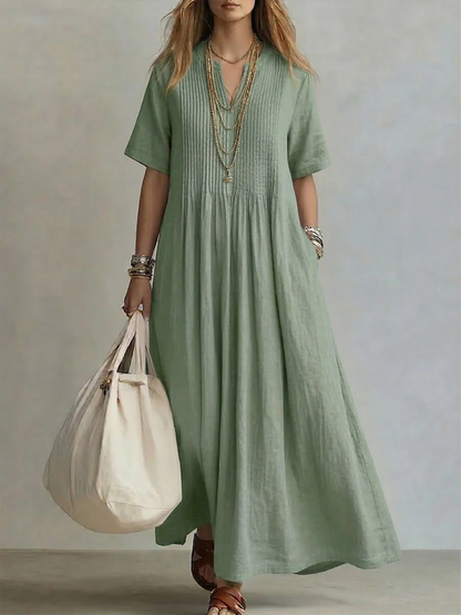 Wren - Lightweight Pleated Dress - Green