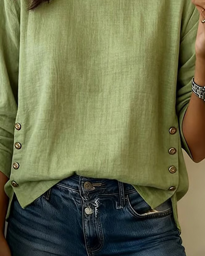 Veyanna - Soft-Touch Long-Sleeve Blouse - Green