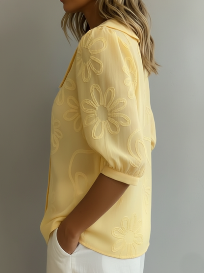 Perina - Soft-Touch Floral Blouse - Yellow
