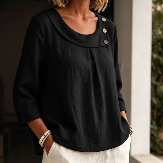 Brionelle - Soft-Touch Linen Blouse - White