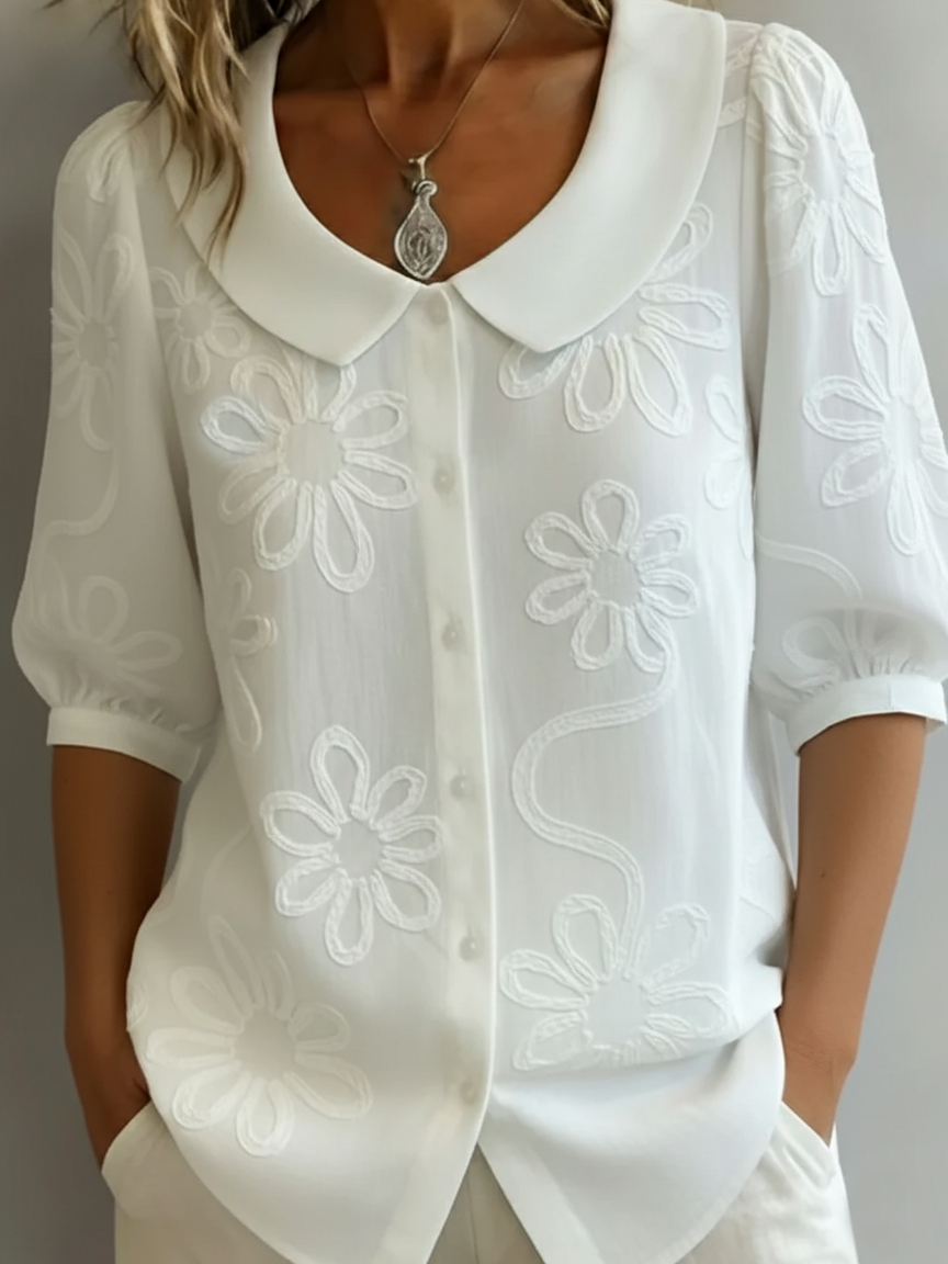 Perina - Soft-Touch Floral Blouse - Yellow