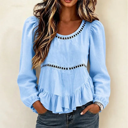 Genevelle - Soft-Touch Ruffled Blouse - Pink