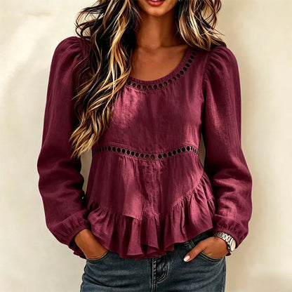 Genevelle - Soft-Touch Ruffled Blouse - Green
