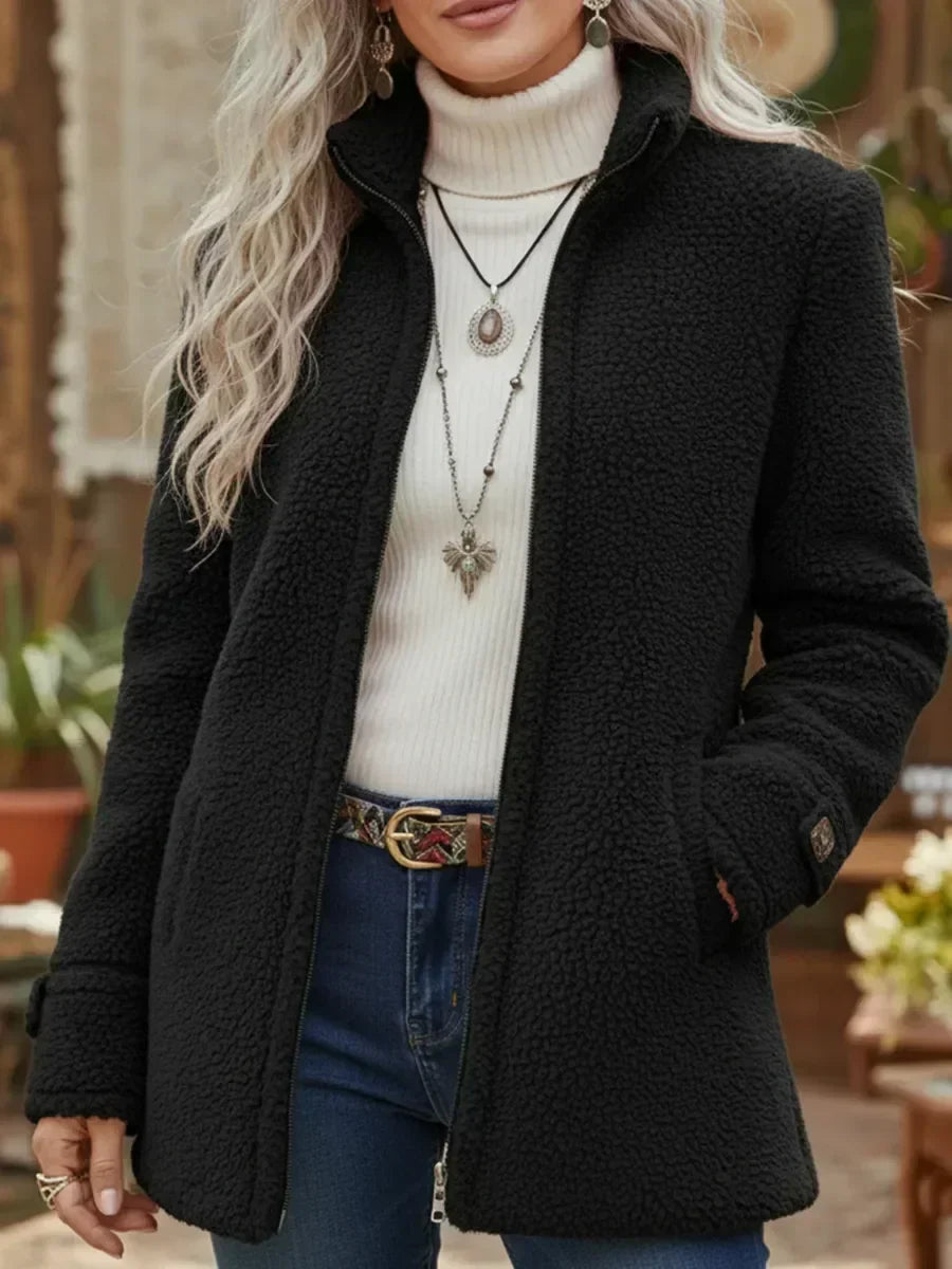 Eliza - Soft-Touch High-Collar Coat - Pink