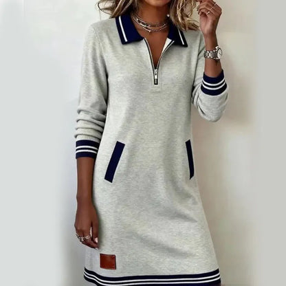Caelyn - Soft-Touch Quarter-Zip Polo Dress - White