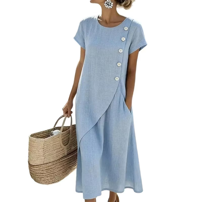 Hestelle - Refined Summer Dress - Blue