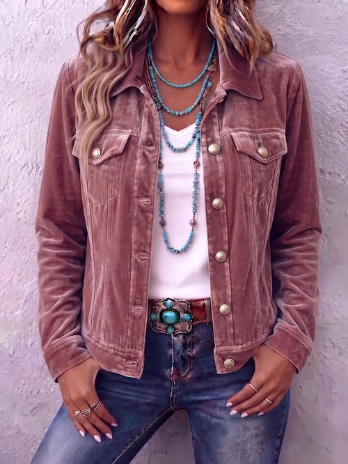 Amandria - Vintage Wash Button Jacket - Blue