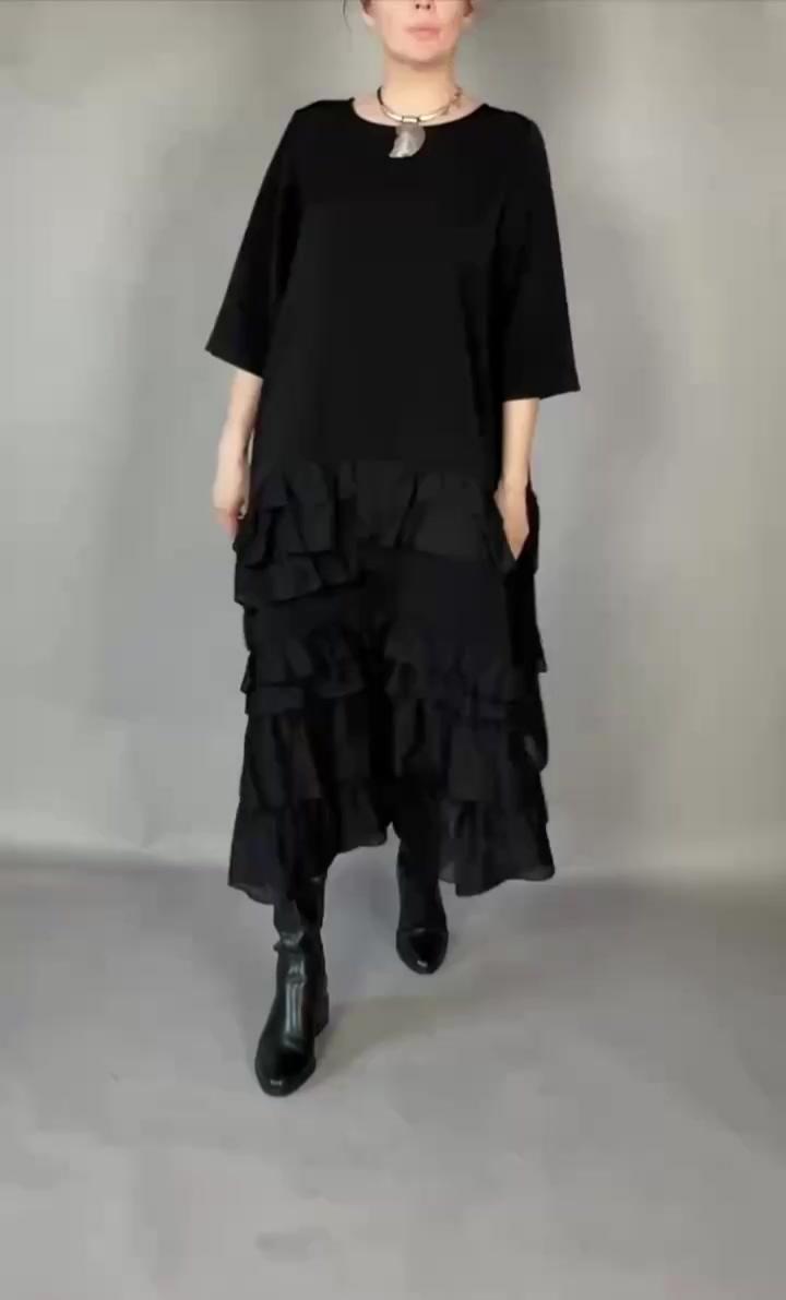 Elena - Soft-Touch Tiered Maxi Dress - Black