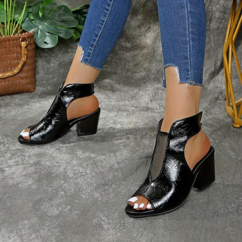 Rumi - Supportive Open-Toe Mules - Black