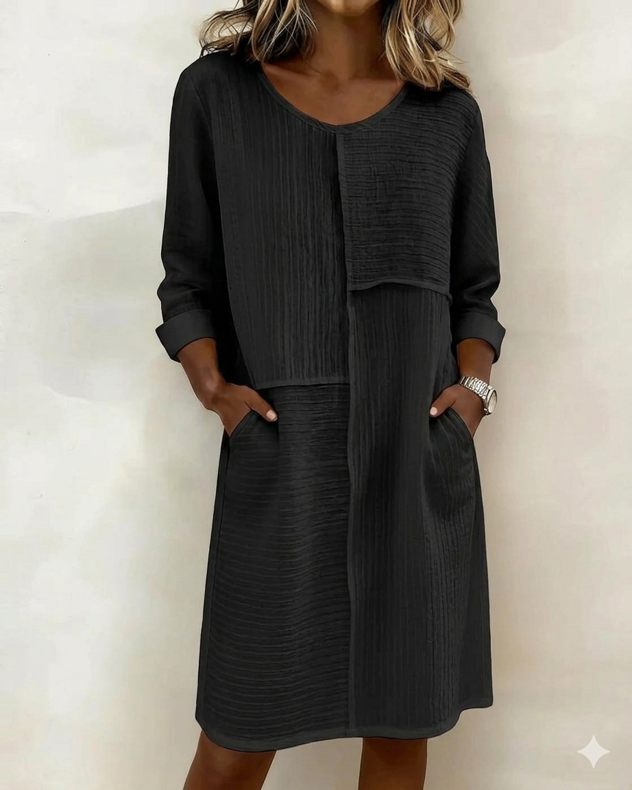Taryn - Soft-Touch Long Sleeve Shift Dress - White