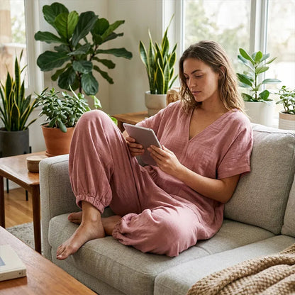 Evelisse - Breezy Batwing Pocket Jumpsuit - Pink