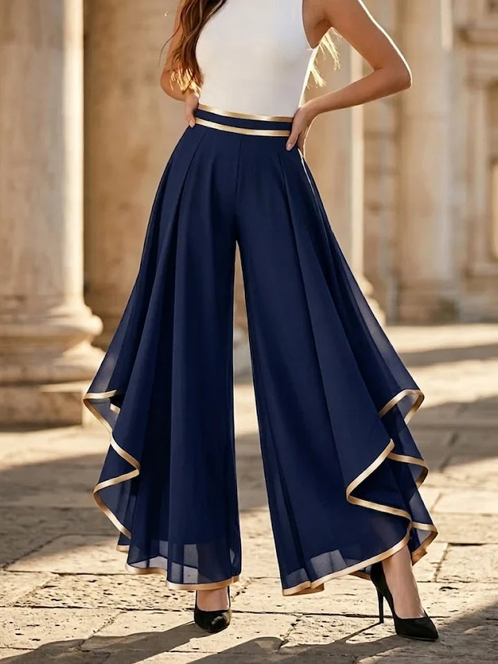 Querida - Draped Palazzo Trousers - Black