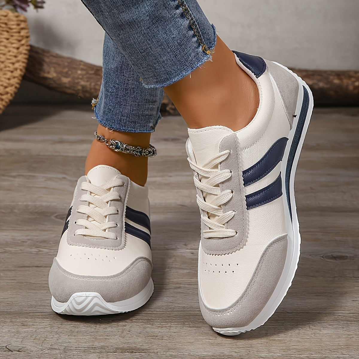 Eirene - Lace-Up Casual Sneakers - White