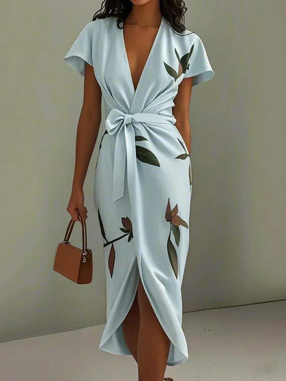 Perenna - Timeless Wrap Dress - Light Blue
