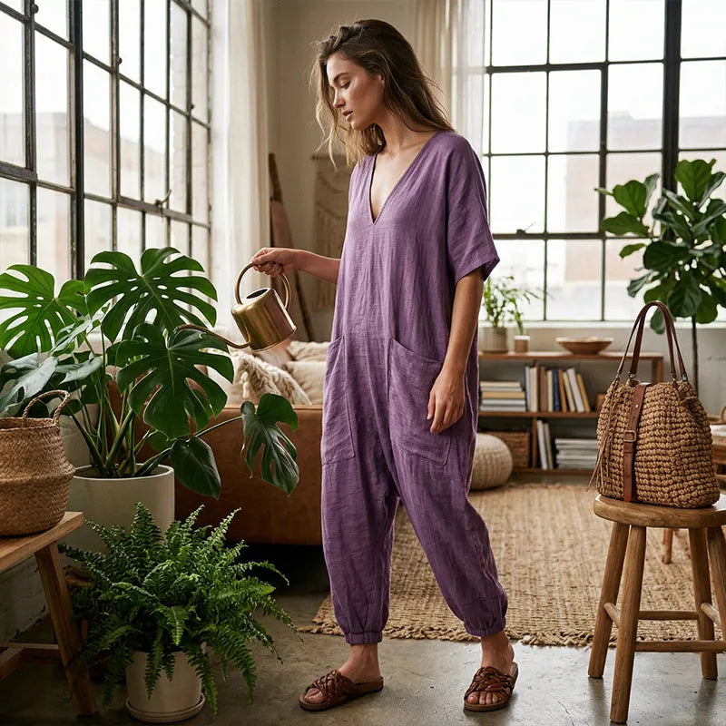 Evelisse - Breezy Batwing Pocket Jumpsuit - Pink