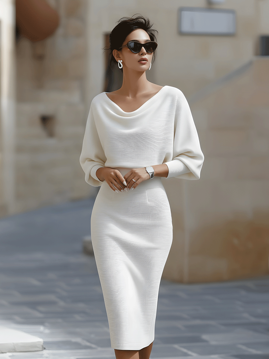 Avalon - Soft-Touch Batwing Midi Dress - Blue