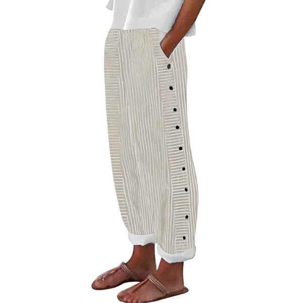 Yareli - Striped Wide Leg Trousers - Blue