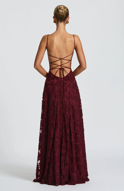 Veya - Lustrous Evening Dress - Cherry Gloss