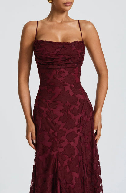 Veya - Lustrous Evening Dress - Cherry Gloss