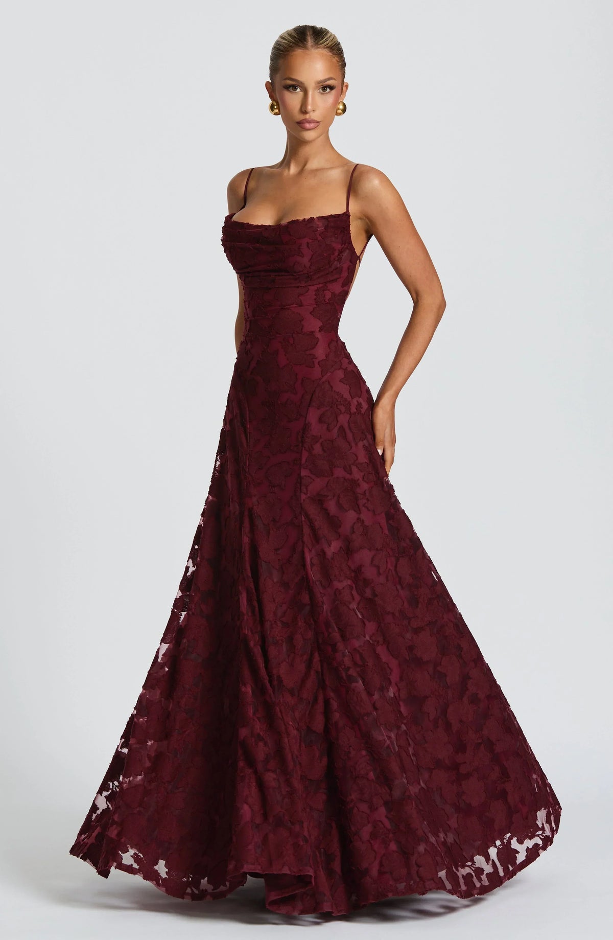 Veya - Lustrous Evening Dress - Cherry Gloss
