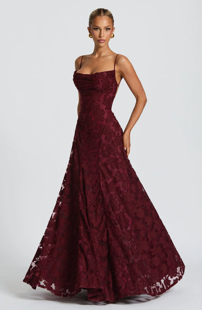 Veya - Lustrous Evening Dress - Cherry Gloss