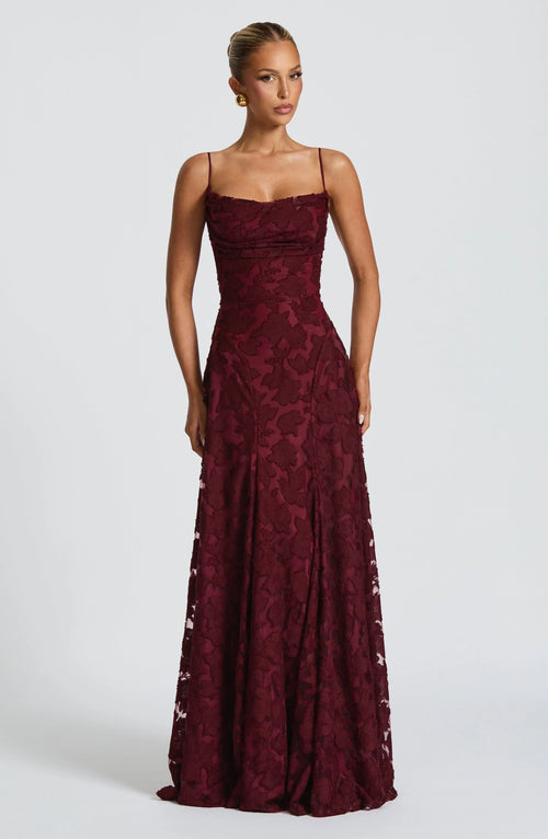 Veya - Lustrous Evening Dress - Cherry Gloss