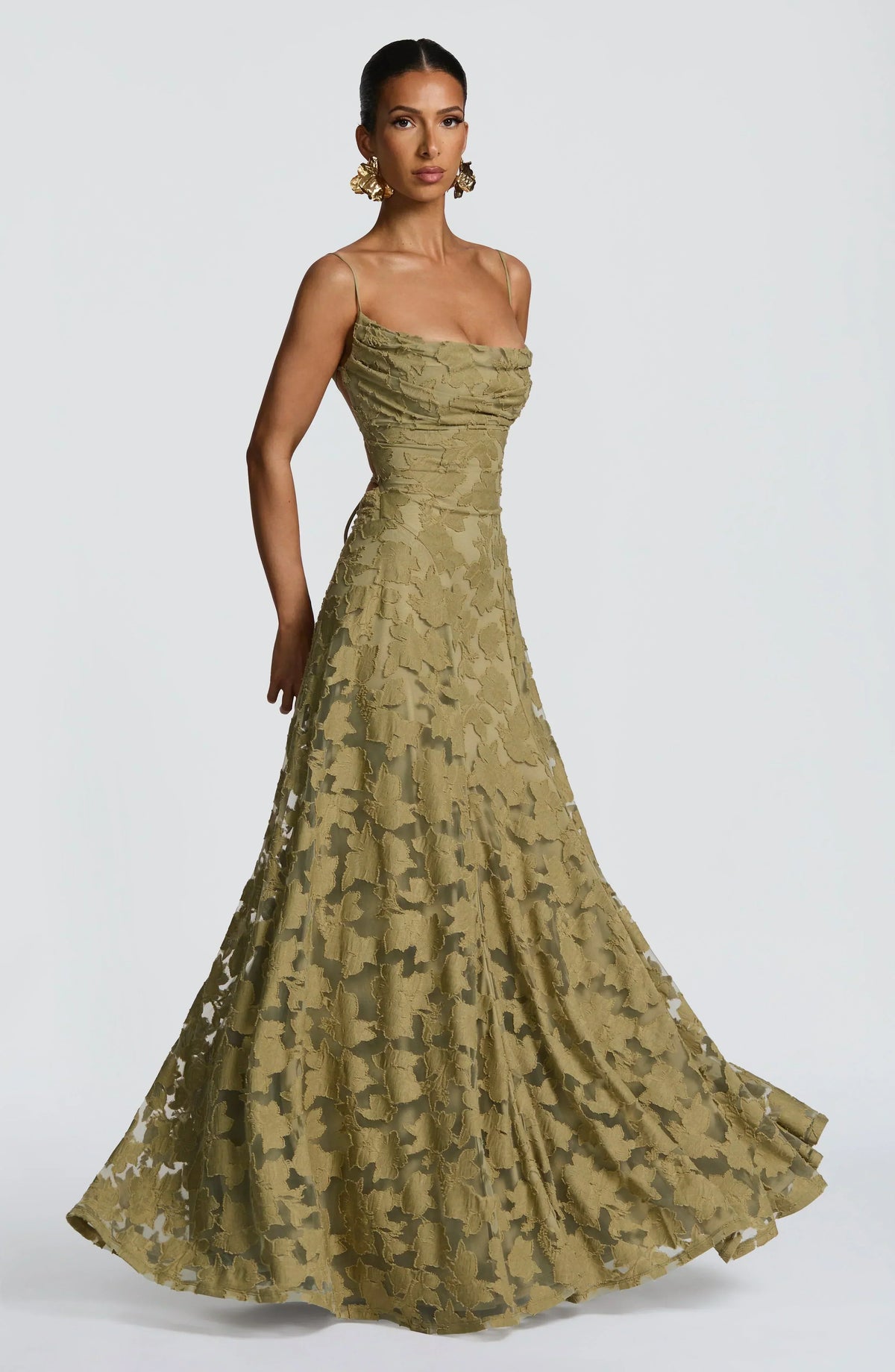 Veya - Lustrous Evening Dress - Sage