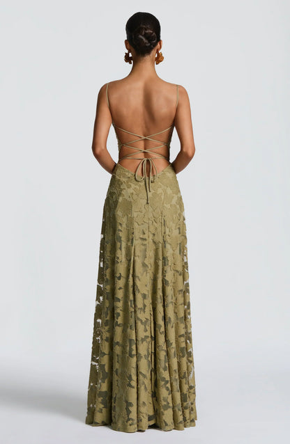 Veya - Lustrous Evening Dress - Sage