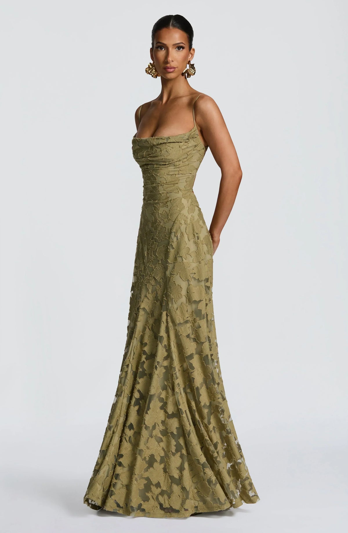 Veya - Lustrous Evening Dress - Sage