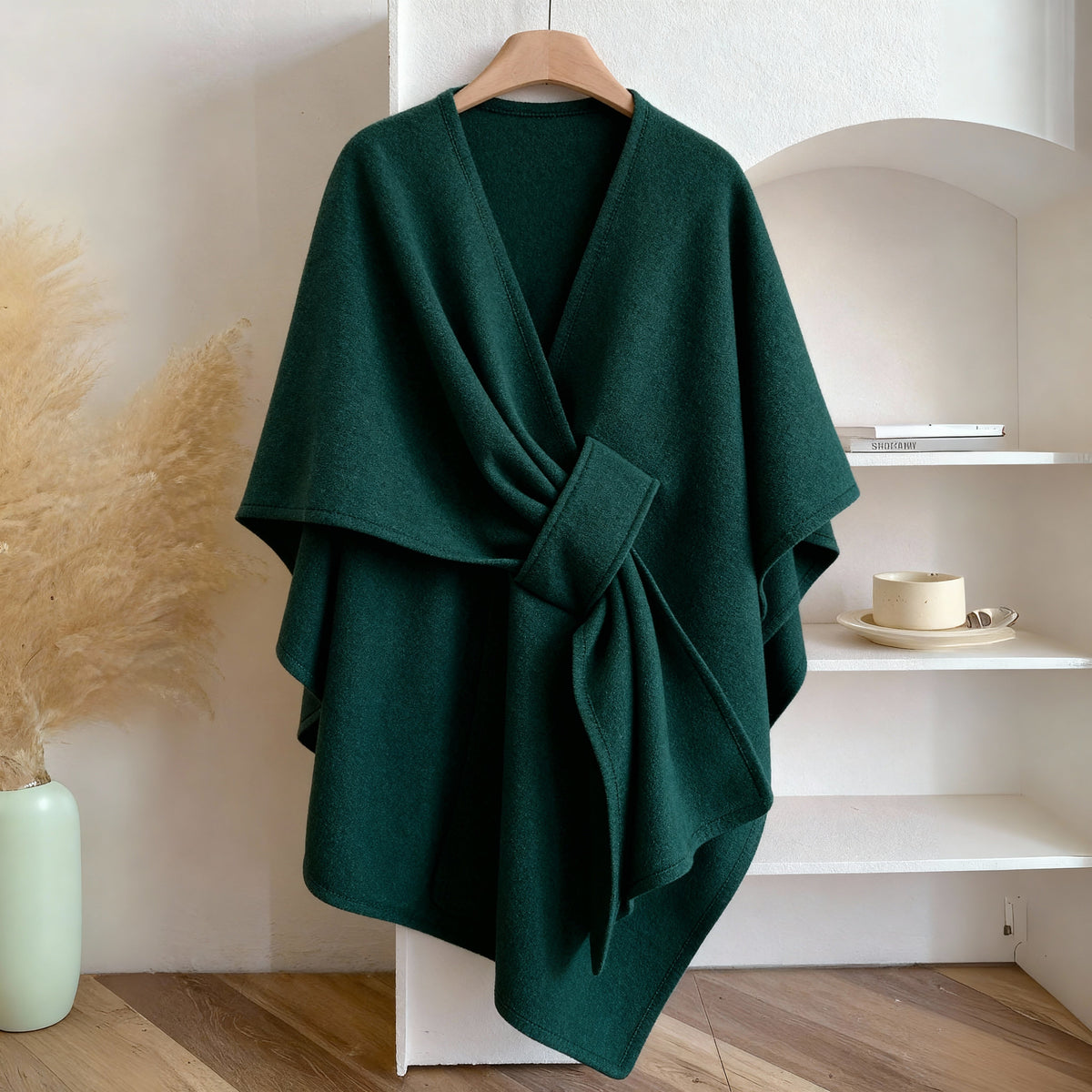 Teysia - Soft-Touch Draped Shawl - Sherwood Green