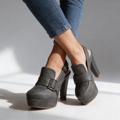 Aderynne - Cushioned Platform Heels - Brown