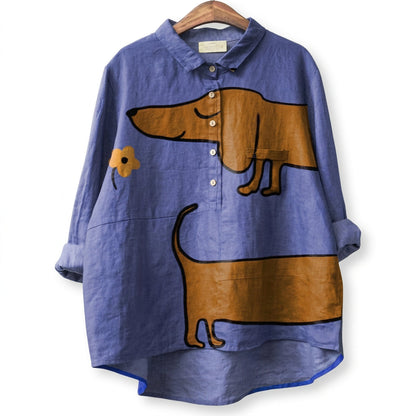 Kenzie - Soft-Touch Dog-Print Top - Style 1