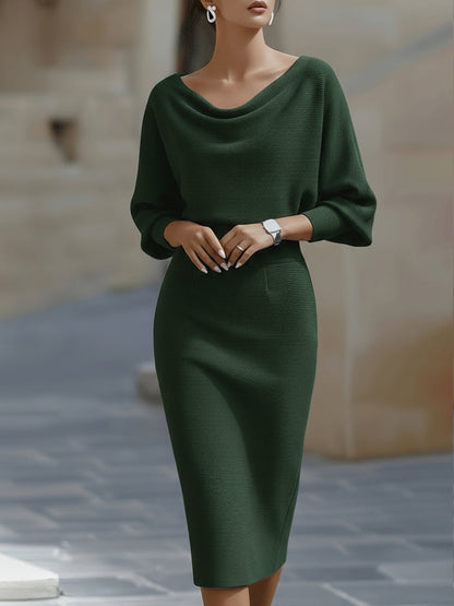 Avalon - Soft-Touch Batwing Midi Dress - Blue