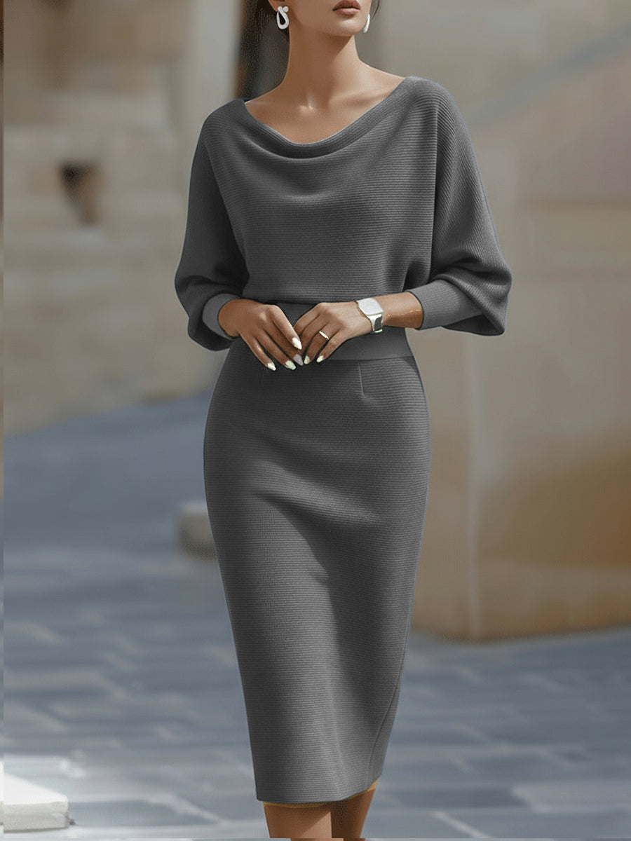 Avalon - Soft-Touch Batwing Midi Dress - Blue